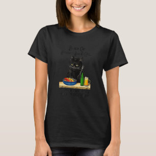 Schwarze Katze Hinterhof-Bar Mädchen Stolz Servier T-Shirt