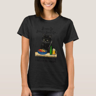 Schwarze Katze Hinterhof-Bar Mädchen Stolz Servier T-Shirt