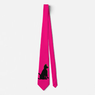 Schwarze Katze Hot Pink Pop Art Men Style CricketD Krawatte
