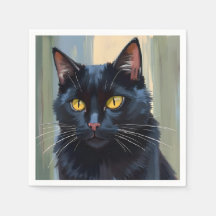 Schwarze Katze | Hübsches Kätzchen Aquarell