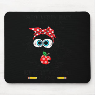 Schwarze Katze Ich habe 100 Tage Schule überlebt E Mousepad