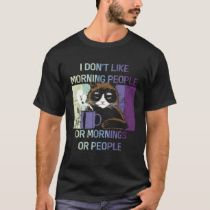Schwarze Katze Ich hasse Morgen und Menschen Intro T-Shirt