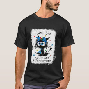 Schwarze Katze Ich trage Blau für meine Tante Auti T-Shirt