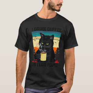 Schwarze Katze Ich trinke Kaffee und ich hasse Men T-Shirt