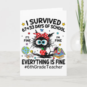 Schwarze Katze Ich überlebte 67+33 Tage Schule 6.  Karte