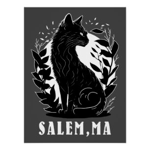 Schwarze Katze-Illustration Salem Poster