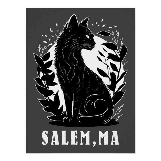 Schwarze Katze-Illustration | Salem Poster (Vorderseite)