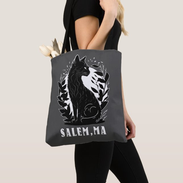 Schwarze Katze-Illustration | Salem Tasche (Von Nahem)