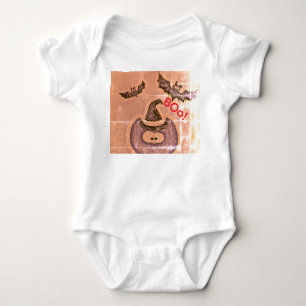Schwarze Katze illustrierte Cartoon mit einigen Fl Baby Strampler