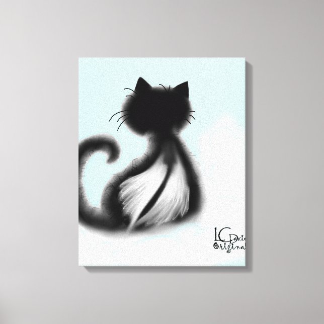 Schwarze Katze im Himmel Stretchierte Leinwand (Vorderseite)