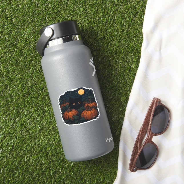 Schwarze Katze im klassischen Patch-T - Shirt Aufkleber (HydroFlask Insitu)