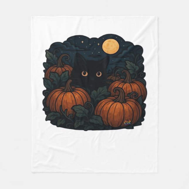 Schwarze Katze im klassischen Patch-T - Shirt Fleecedecke (Vorderseite)