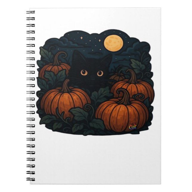 Schwarze Katze im klassischen Patch-T - Shirt Notizblock (Vorderseite)