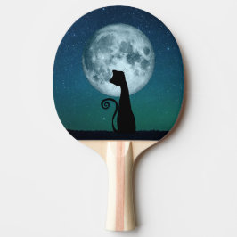 Schwarze Katze im Mondlicht Ping Pong Paddle Tischtennis Schläger