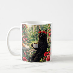 Schwarze Katze im Rosengarten – Stylische und ents Kaffeetasse