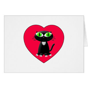 Schwarze Katze im roten Herzen