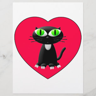 Schwarze Katze im roten Herzen