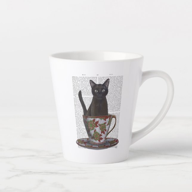 Schwarze Katze im Teacup Milchtasse (Rechts)