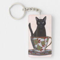 Schwarze Katze im Teacup