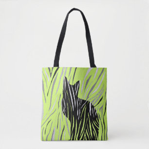 Schwarze Katze im verrückten Gras Tasche