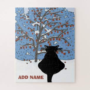 Schwarze Katze im Weihnachtsstil