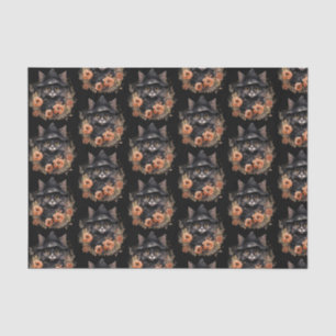 Schwarze Katze in einem Schwarzen Hexenhut Hallowe Seidenpapier
