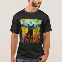 Schwarze Katze in einer Blume Fields Van Gogh Cat