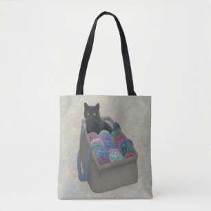 Schwarze Katze in Garn-Tasche Einkaufstasche Tasche