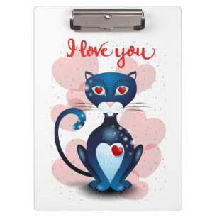 Schwarze Katze in Liebe Klemmbrett
