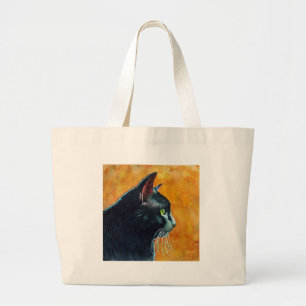 Schwarze Katze in Profil, Tickles Jumbo Stoffbeutel