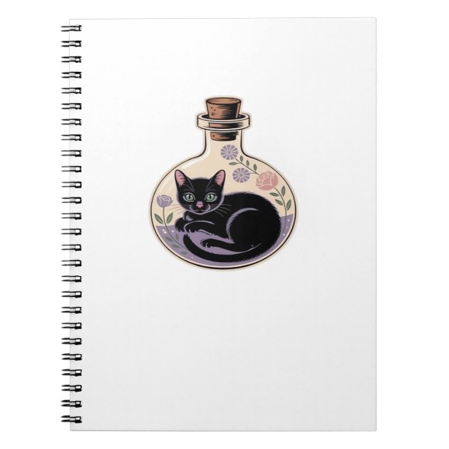 Schwarze Katze in Tränen Flasche Klassischer T - S Notizblock (Vorderseite)