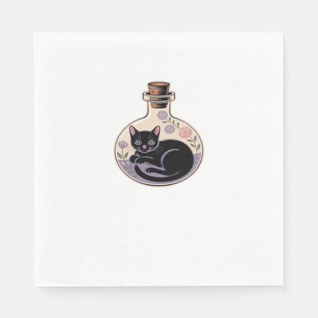 Schwarze Katze in Tränen Flasche Klassischer T - S Serviette (Vorderseite)