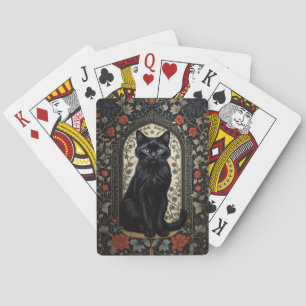 Schwarze Katze - Inspiriert von William Morris Spielkarten