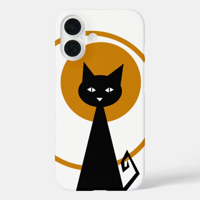 Schwarze Katze iPhone 16 Hülle (Rückseite)