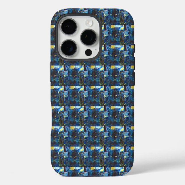 Schwarze Katze iPhone 16 Pro Hülle (Rückseite)