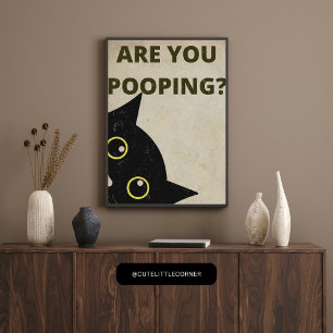 Schwarze Katze Kacken Sie Retro Poster