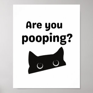 Schwarze Katze Kackst du Retro Poster