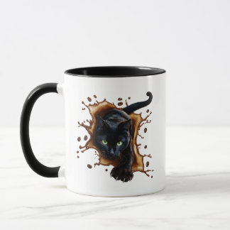 Schwarze Katze Kaffee Splash Tasse