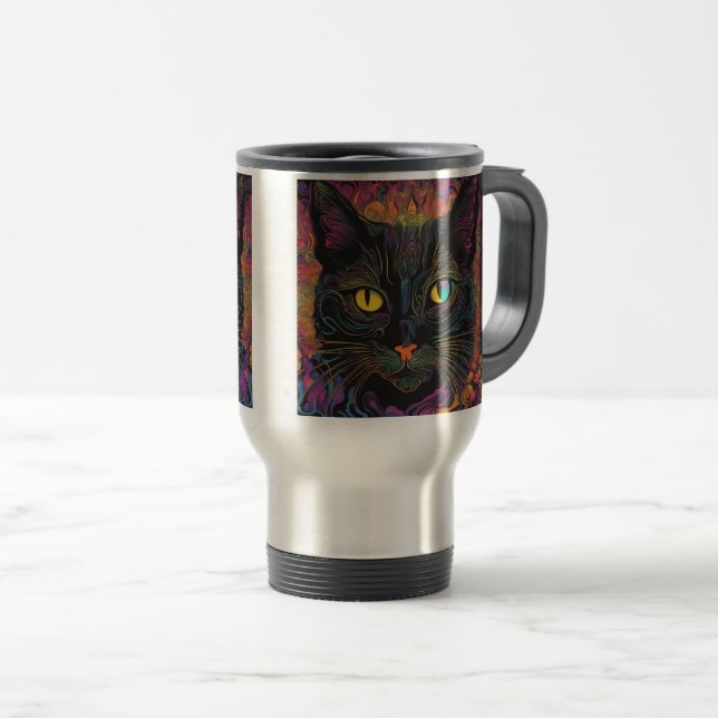 schwarze Katze - Kaffeetasse (VorderseiteRechts)