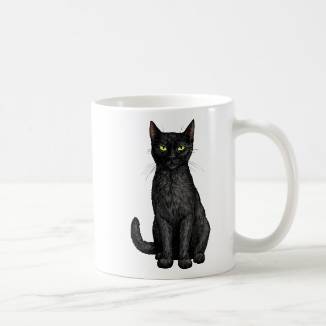 Schwarze Katze Kaffeetasse (Rechts)
