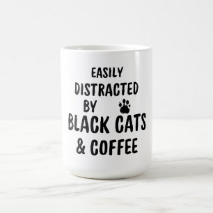 Schwarze-Katze-Kaffeetasse – Leicht abgelenkt von  Kaffeetasse