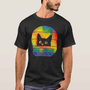 Schwarze Katze Katze Kätzchen LGBTQ Stolz LGBT Fla T-Shirt