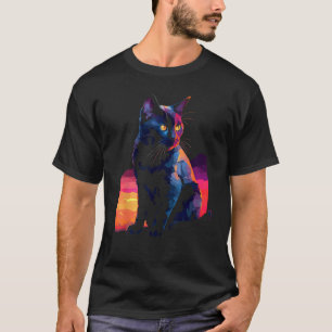 Schwarze Katze Katze Katze Polygon Katzen T-Shirt