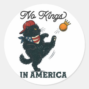 Schwarze Katze keine Könige in Amerika Runder Aufkleber