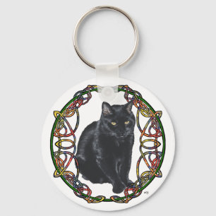 Schwarze Katze Keltisches Knotwerk Schlüsselanhänger