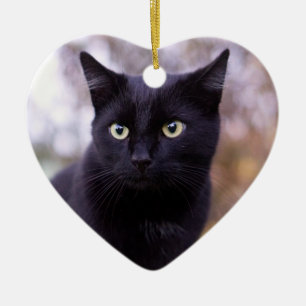 schwarze Katze Keramik Ornament
