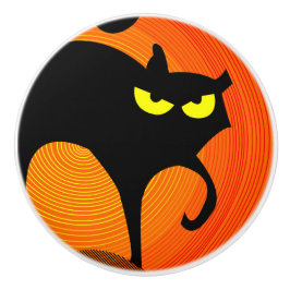 Schwarze Katze Keramik Pull Keramikknauf