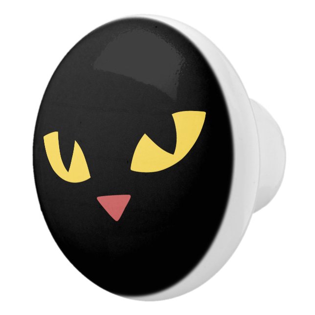 Schwarze Katze Keramikknauf (Rechts)