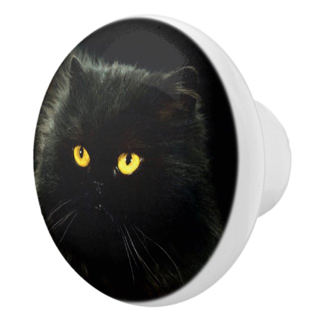Schwarze Katze Keramikknauf (Rechts)