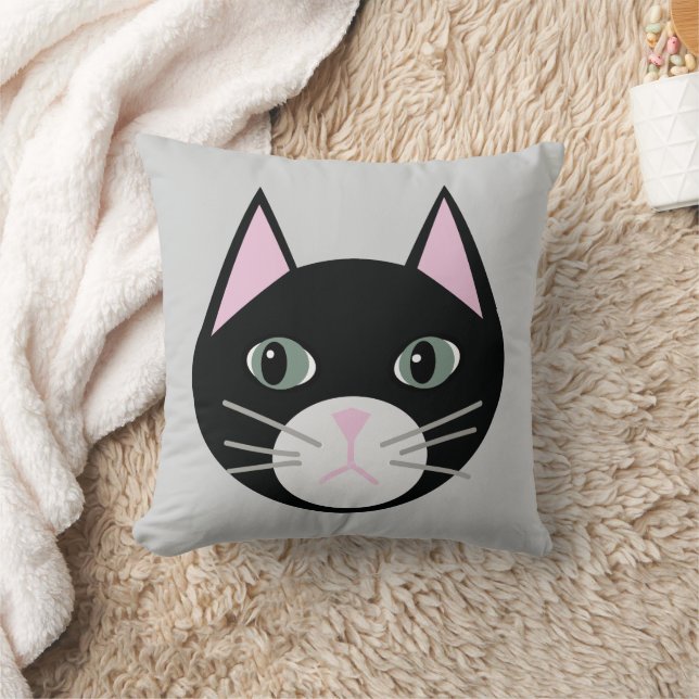 Schwarze Katze Kissen (Decke)